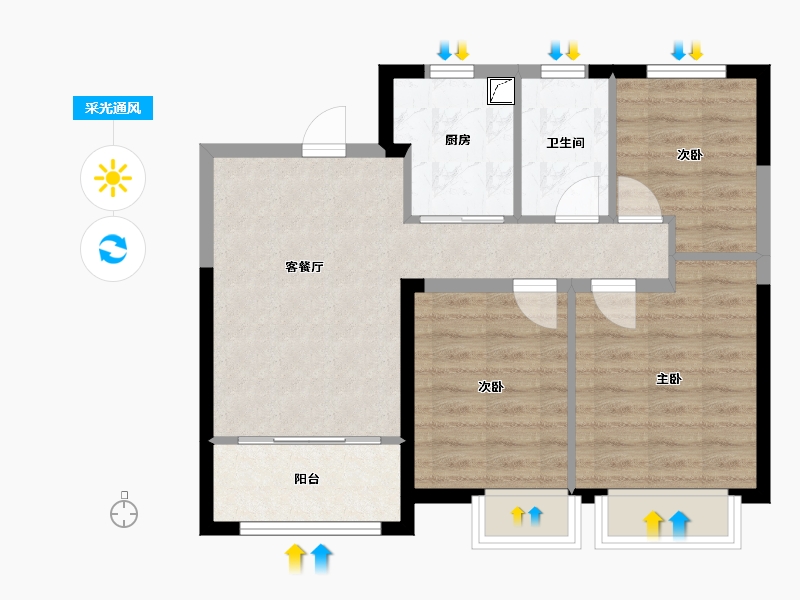 河北省-秦皇岛市-一方南岭国际•四街区-90.00-户型库-采光通风