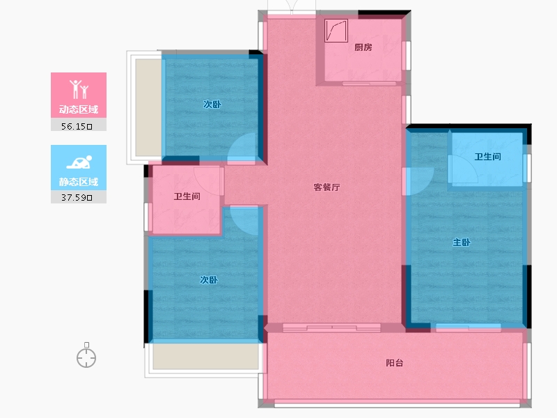 贵州省-黔东南苗族侗族自治州-鑫洋天誉城(建设中)-108.21-户型库-动静分区