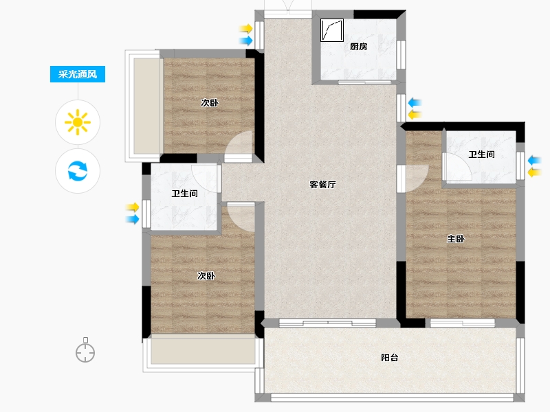 贵州省-黔东南苗族侗族自治州-鑫洋天誉城(建设中)-108.21-户型库-采光通风