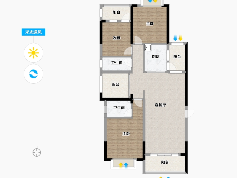 广西壮族自治区-南宁市-汇春路危旧改项目住宅小区-105.85-户型库-采光通风