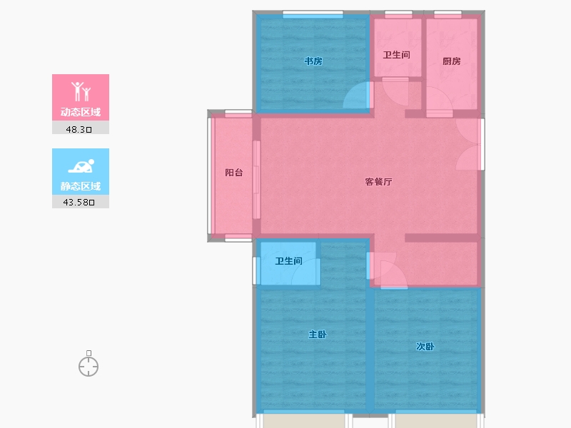 河南省-濮阳市-荣域花果园二期天鹅堡品鉴中心-82.00-户型库-动静分区