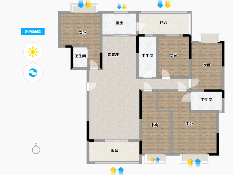 广西壮族自治区-百色市-鼎盛新城-145.00-户型库-采光通风