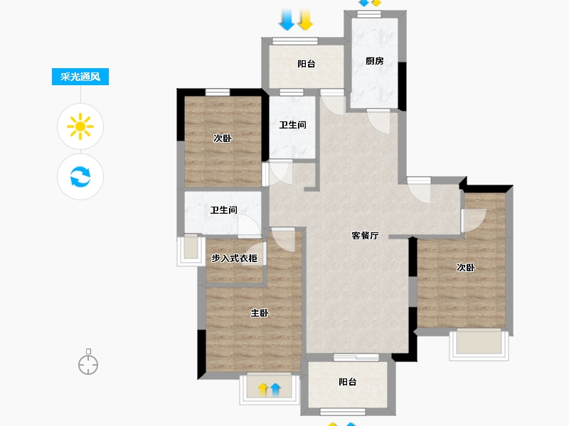 湖北省-随州市-天湖马德里-96.00-户型库-采光通风