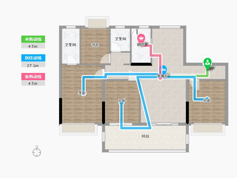 安徽省-宣城市-香溢茗园-125.00-户型库-动静线