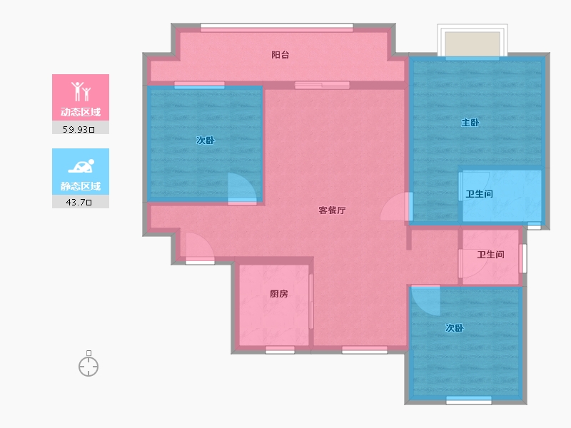 安徽省-蚌埠市-熙悦北岸-92.58-户型库-动静分区