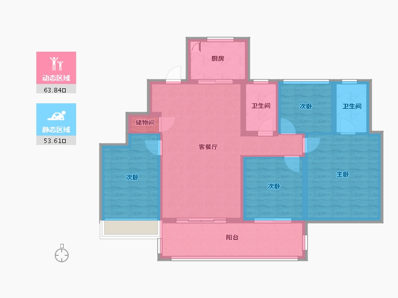 江苏省-苏州市-仁恒河滨花园-110.00-户型库-动静分区