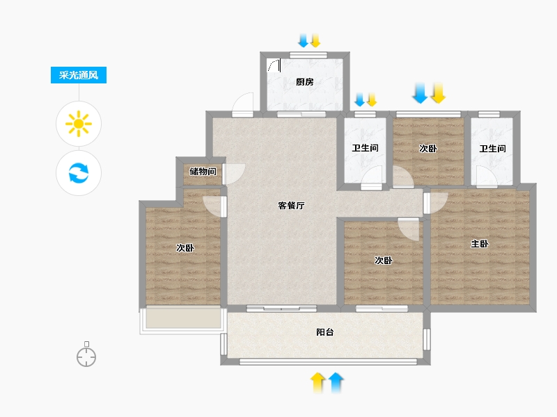 江苏省-苏州市-仁恒河滨花园-110.00-户型库-采光通风