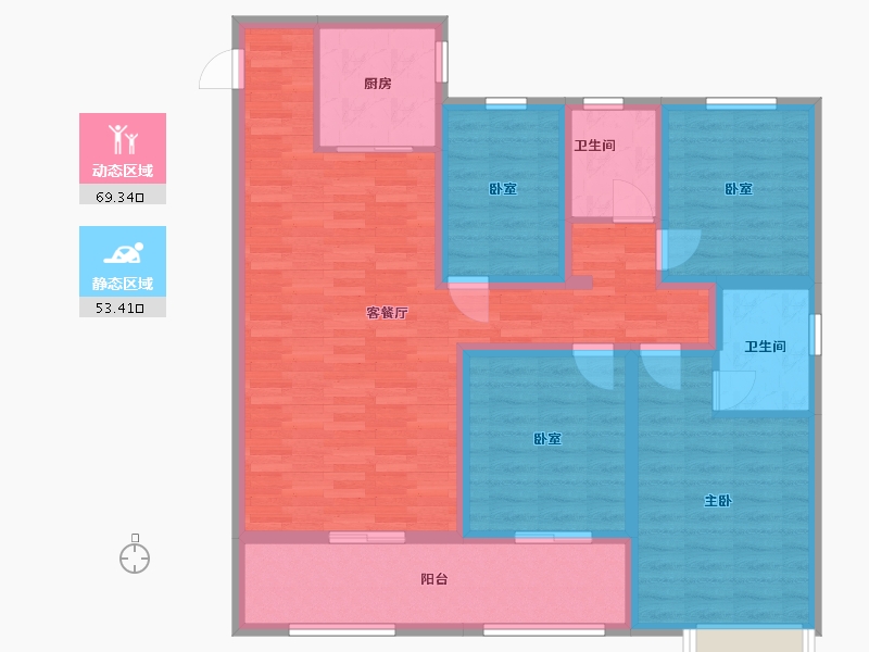 陕西省-铜川市-御景名第-129.00-户型库-动静分区