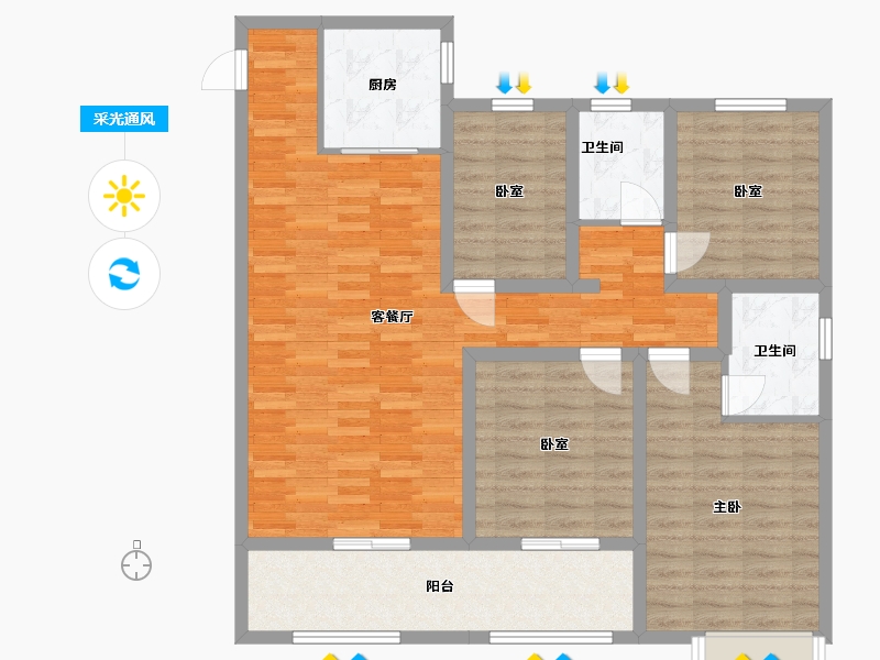 陕西省-铜川市-御景名第-129.00-户型库-采光通风