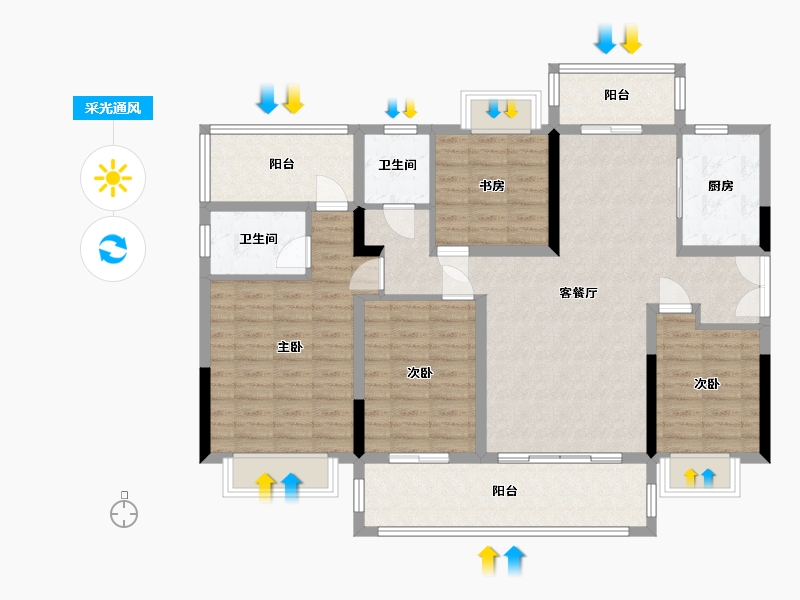 湖南省-怀化市-亿都君悦府-119.00-户型库-采光通风