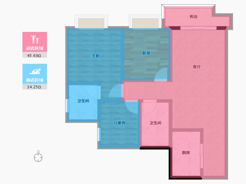 广东省-佛山市-融创滨江粤府-70.99-户型库-动静分区