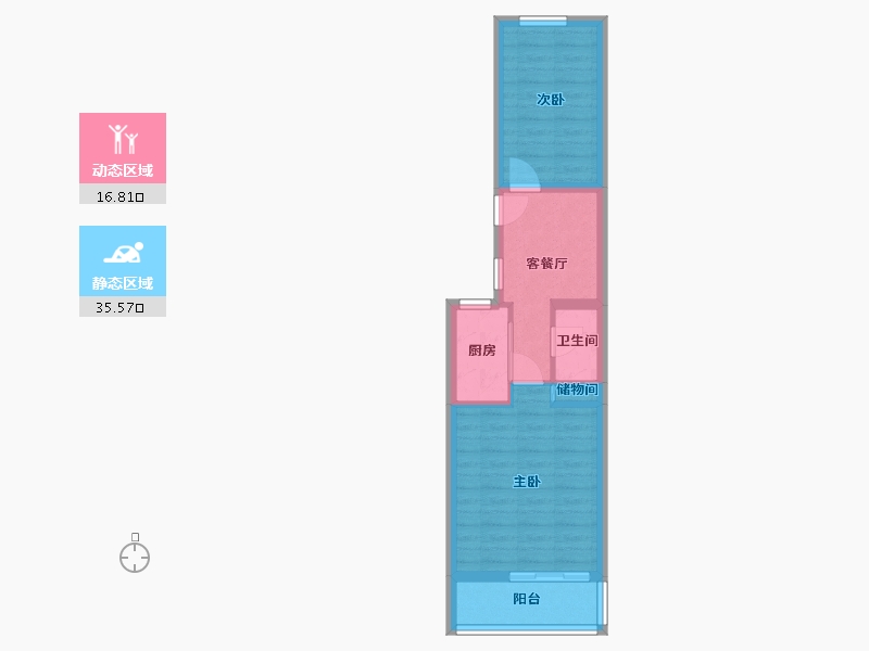 北京-北京市-三虎桥小区-44.40-户型库-动静分区