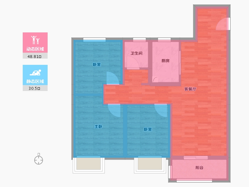 河北省-石家庄市-铁建花语城-80.00-户型库-动静分区