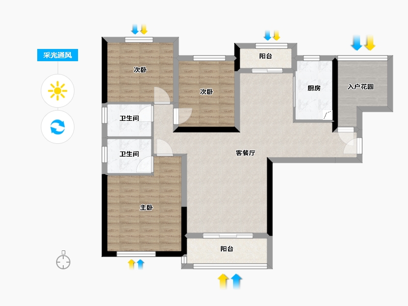 湖南省-长沙市-湘熙水郡-101.00-户型库-采光通风