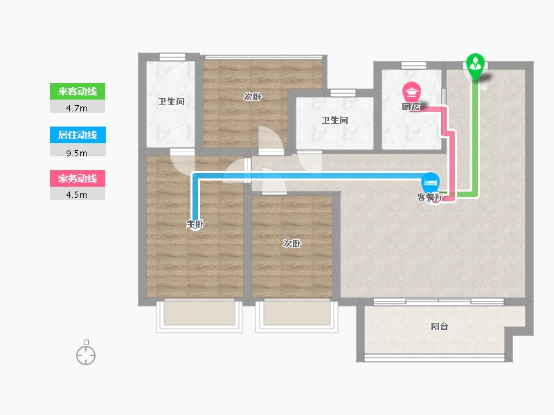 安徽省-亳州市-亳州谯城万达广场珑悦湾-118.75-户型库-动静线