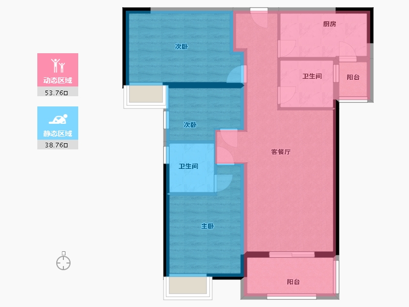 湖南省-长沙市-时代遇见-82.00-户型库-动静分区