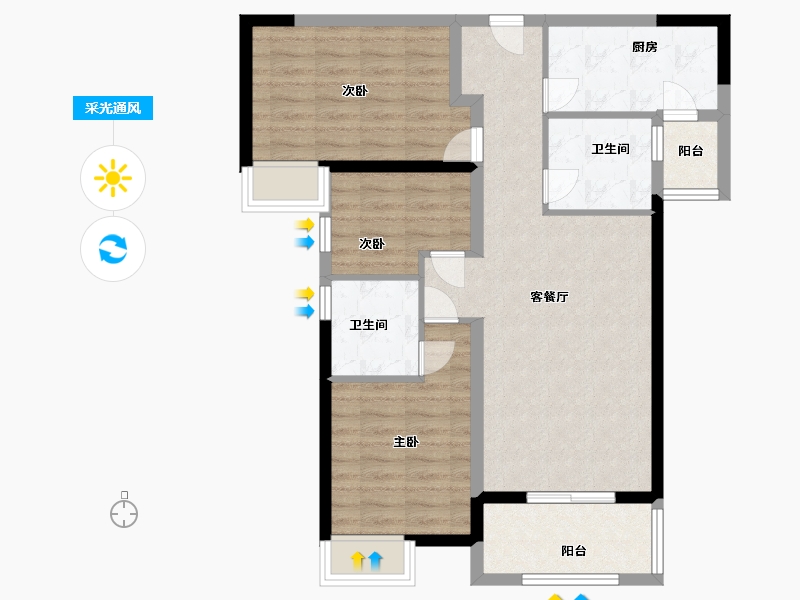 湖南省-长沙市-时代遇见-82.00-户型库-采光通风