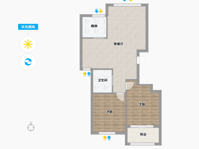 浙江省-宁波市-圣汐澜山-76.64-户型库-采光通风