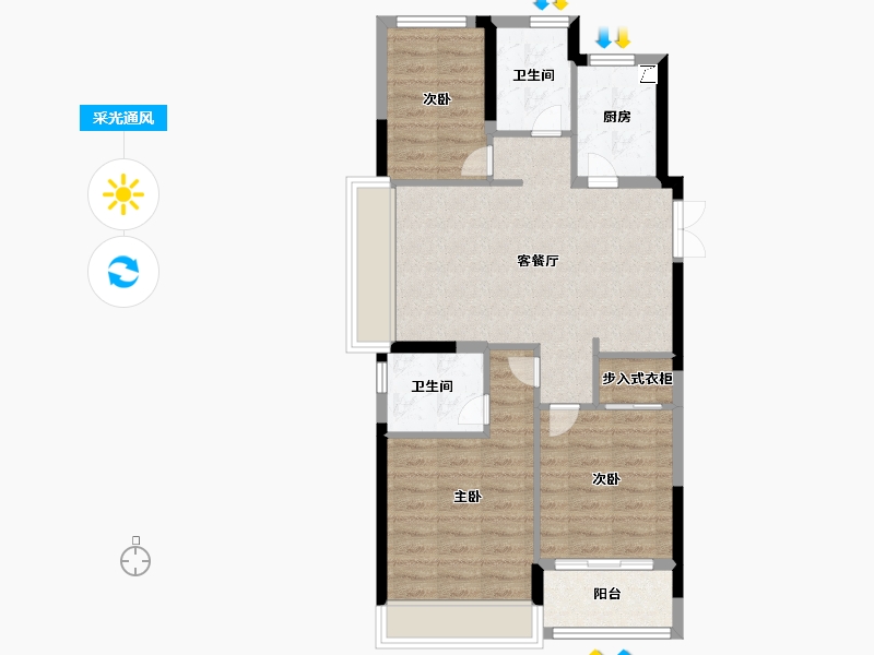 浙江省-温州市-望宸里-73.53-户型库-采光通风