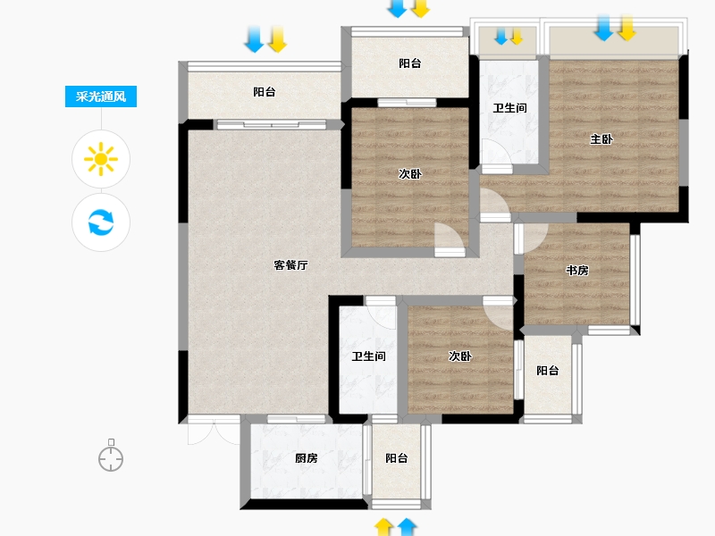 贵州省-黔西南布依族苗族自治州-富康国际生态城-104.00-户型库-采光通风