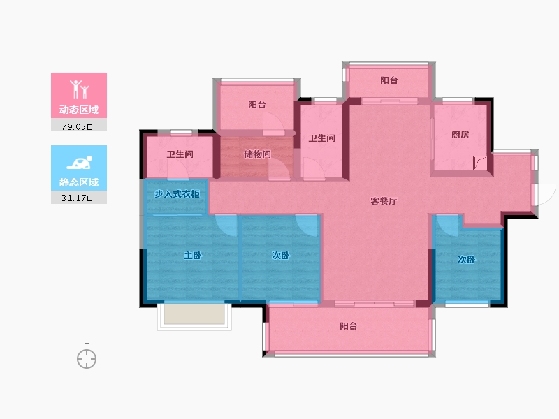 广东省-梅州市-融创奥园玖珑台-99.00-户型库-动静分区