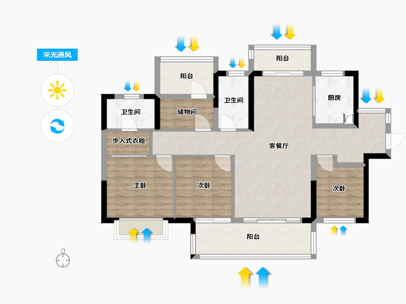 广东省-梅州市-融创奥园玖珑台-99.00-户型库-采光通风