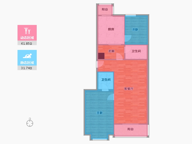 北京-北京市-西上园-一区-84.00-户型库-动静分区