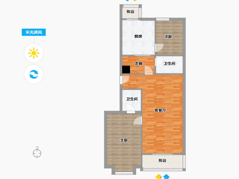 北京-北京市-西上园-一区-84.00-户型库-采光通风