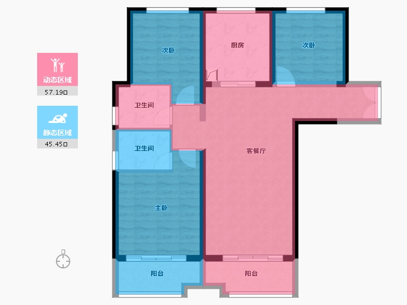 甘肃省-兰州市-金城中心-104.00-户型库-动静分区