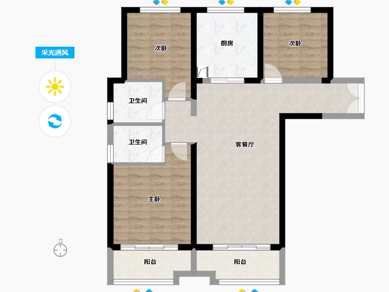 甘肃省-兰州市-金城中心-104.00-户型库-采光通风