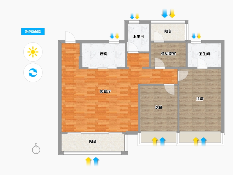 江苏省-苏州市-碧桂园云栖隐山-89.00-户型库-采光通风