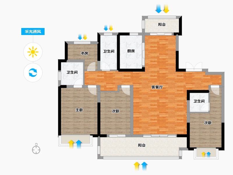 河南省-安阳市-建业世和府北园-150.00-户型库-采光通风