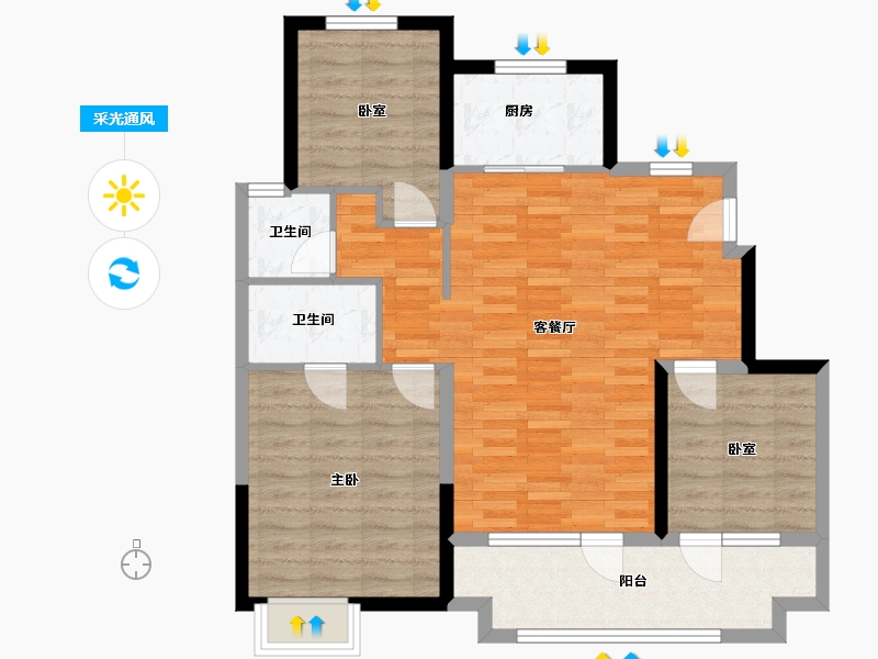 山东省-青岛市-蔚蓝创新天地-80.00-户型库-采光通风