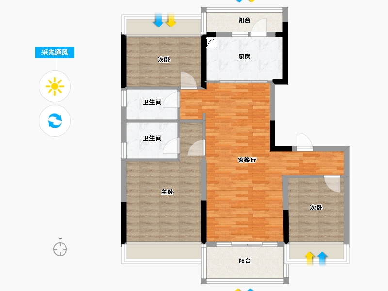 广西壮族自治区-河池市-河池碧桂园-91.00-户型库-采光通风