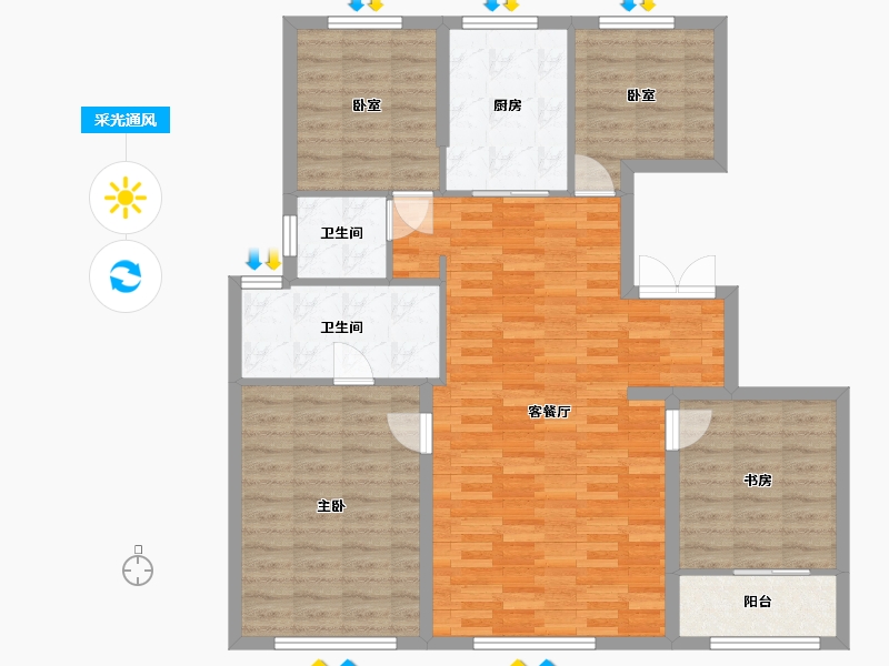 江苏省-苏州市-江上雅苑-118.32-户型库-采光通风