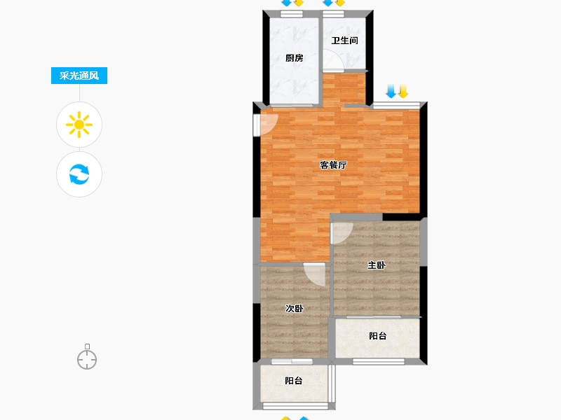 江苏省-连云港市-双池花园-73.00-户型库-采光通风