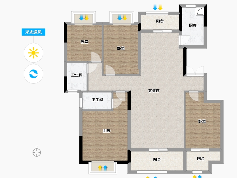 湖北省-襄阳市-国投华电蔚蓝海岸-122.00-户型库-采光通风