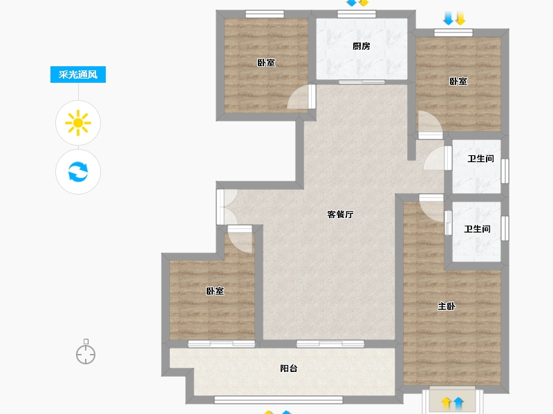 山东省-潍坊市-恒信绿城百合小区-116.00-户型库-采光通风