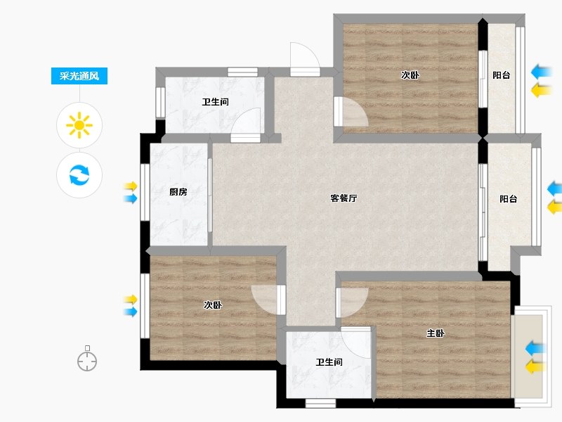 河北省-石家庄市-清河湾东区-90.00-户型库-采光通风