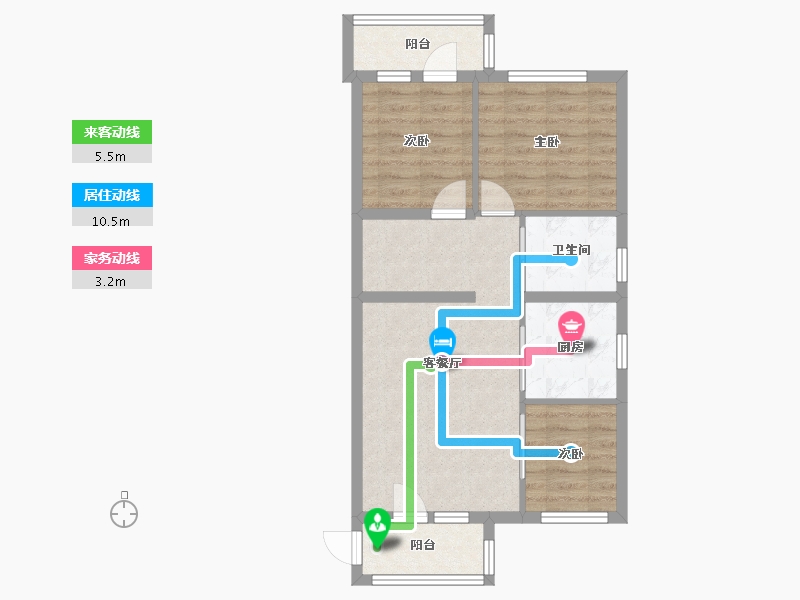 北京-北京市-嘉园一里-65.00-户型库-动静线