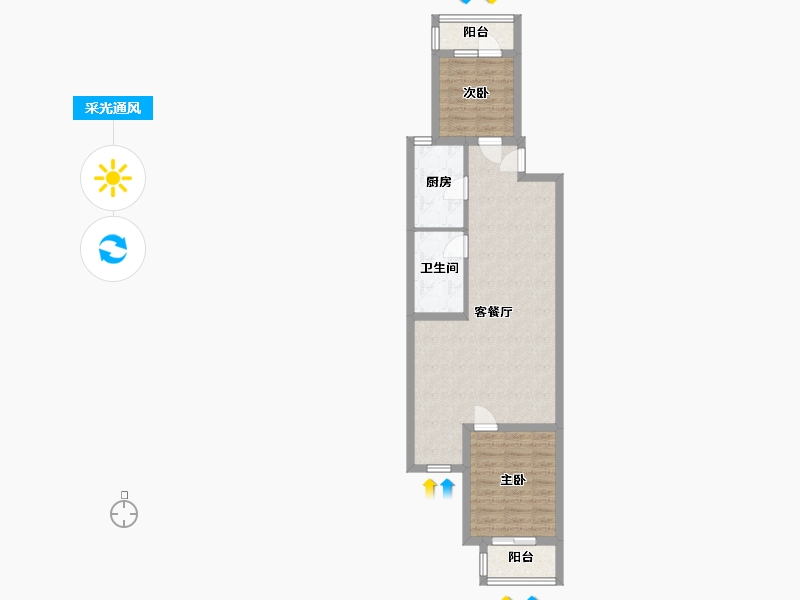 北京-北京市-南木樨园甲2号楼-70.00-户型库-采光通风