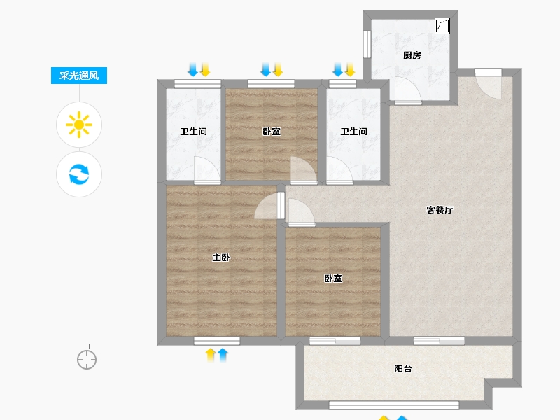 山东省-临沂市-星河城盛府-85.00-户型库-采光通风