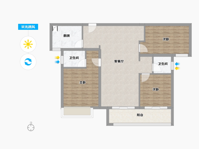 河南省-濮阳市-建业璞园-90.00-户型库-采光通风