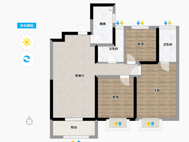 山西省-运城市-五洲芳华-90.47-户型库-采光通风