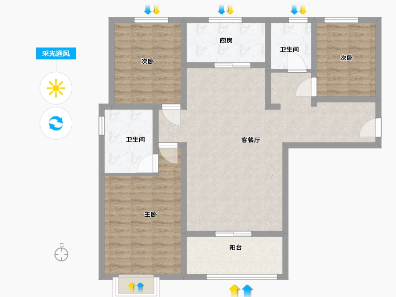 陕西省-宝鸡市-恒源华府-100.00-户型库-采光通风