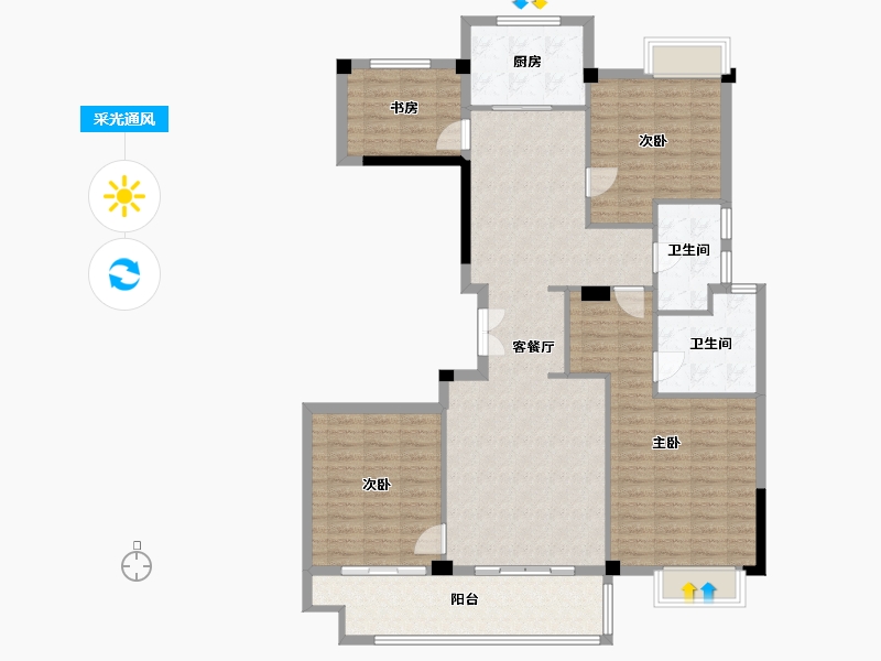 浙江省-嘉兴市-海州名苑-127.00-户型库-采光通风