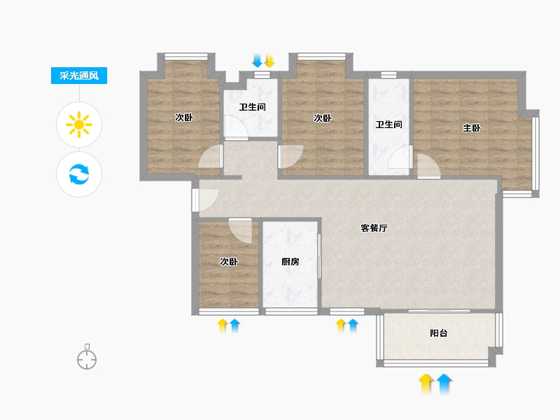 广东省-广州市-广州融创雪域澜庭A3区-114.00-户型库-采光通风