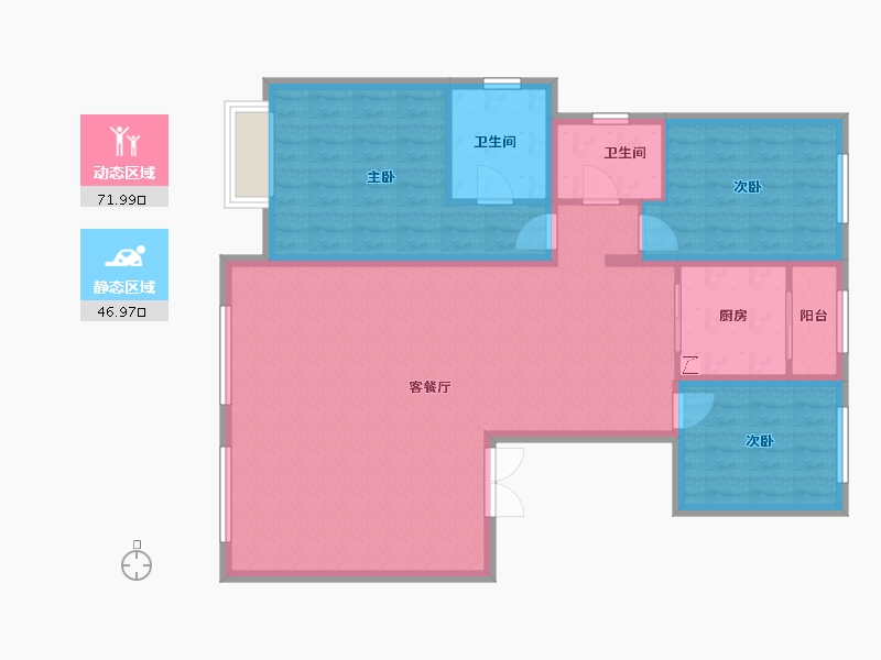 内蒙古自治区-鄂尔多斯市-文澜学府-130.00-户型库-动静分区