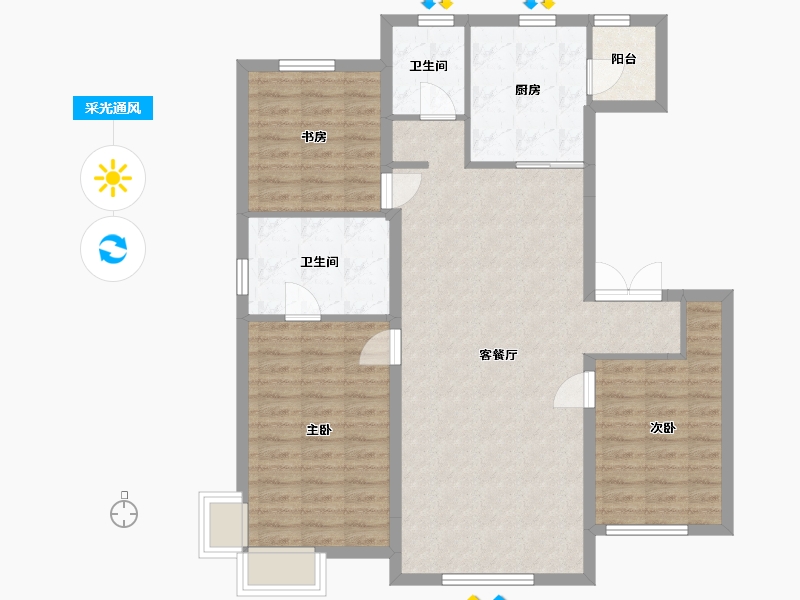 辽宁省-锦州市-西湖·香溢府-100.00-户型库-采光通风