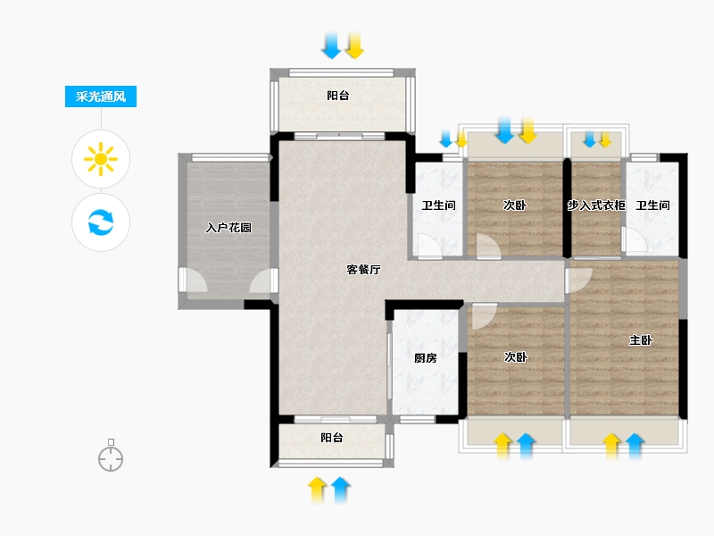 广东省-江门市-越秀星汇名庭-101.00-户型库-采光通风